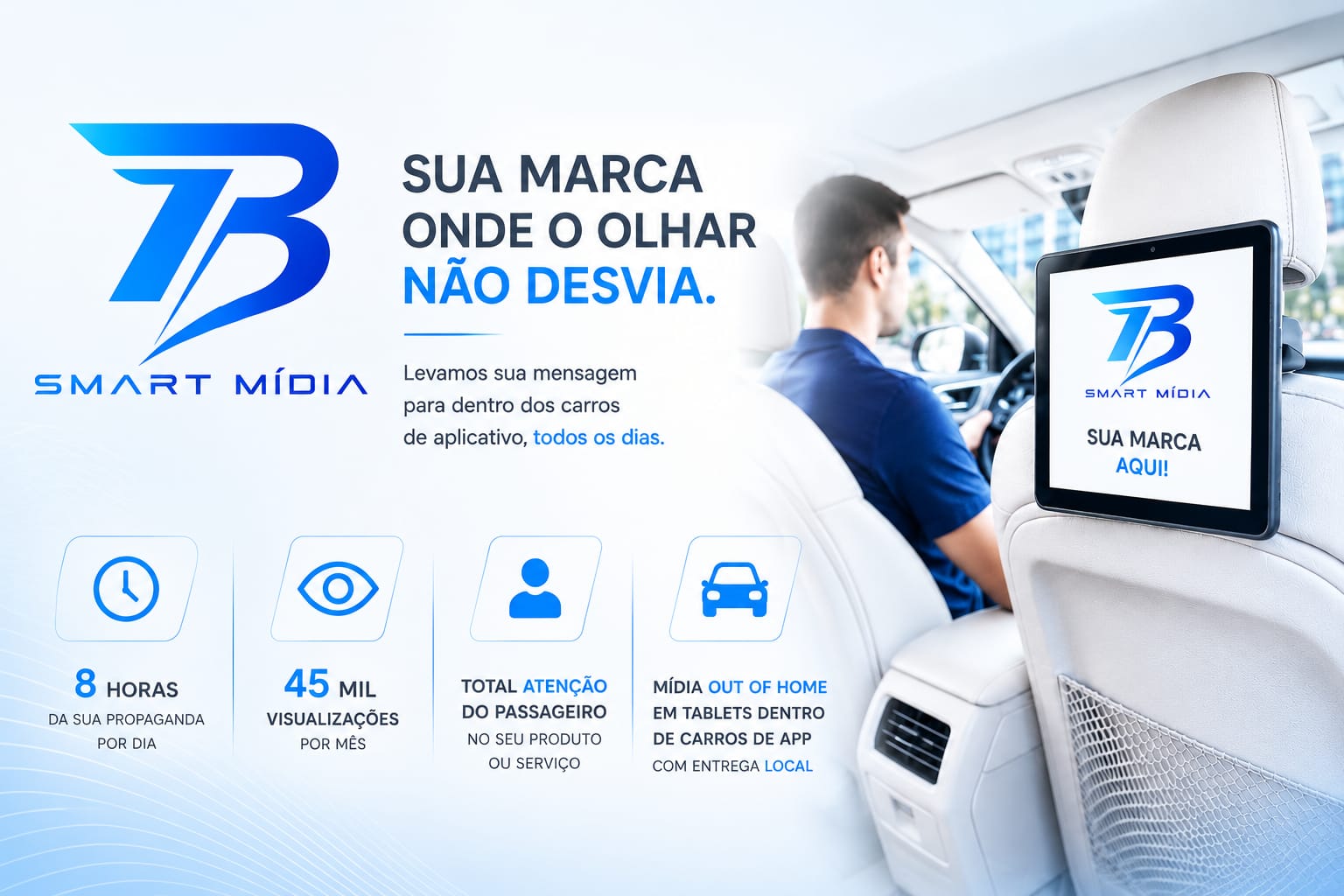 Arte de divulgação: transforme seu carro em renda extra com a TB Smart Mídia